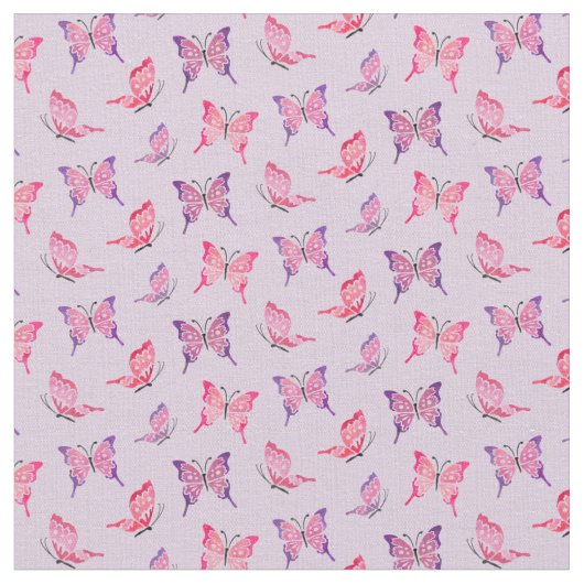 Tissu Papillons roses et violets (Fermer)