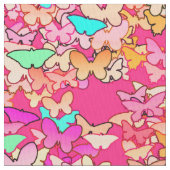 Tissu Papillons, roses multiples et profondes (fermé)