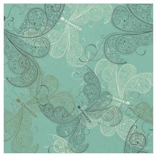 Tissu Papillons turquoises 2 (Fermer)
