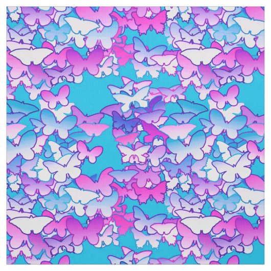 Tissu Papillons, violet et turquoise (Échantillon)