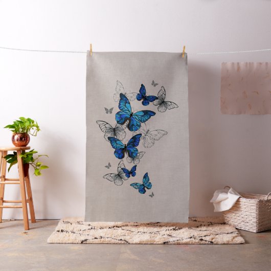 Tissu Papillons volants bleus Morpho (In Situ)
