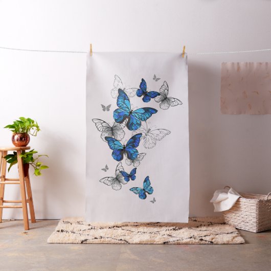 Tissu Papillons volants bleus Morpho (In Situ)