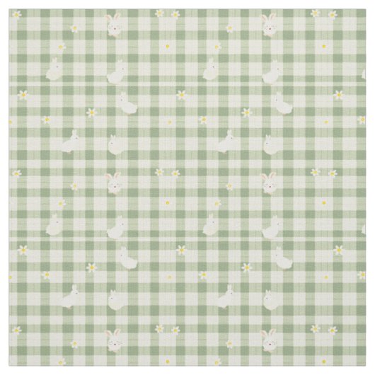 Tissu Pâques Rabbit Poulet Vert Plaid Motif (Échantillon)