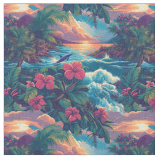 Tissu Paradis des dauphins paysage de rêve