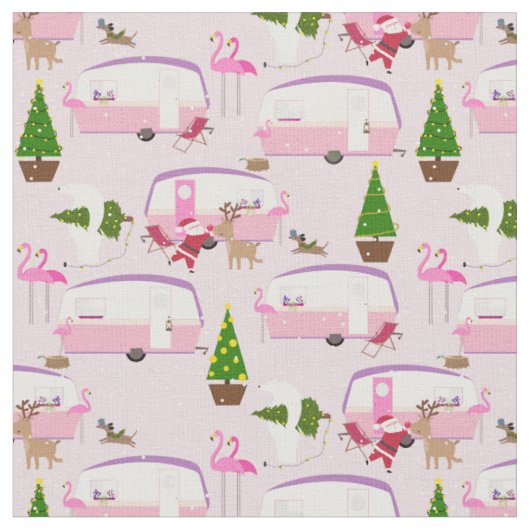 Tissu parc de remorques flamingo père Noël (Fermer)