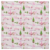 Tissu parc de remorques flamingo père Noël (Échantillon)
