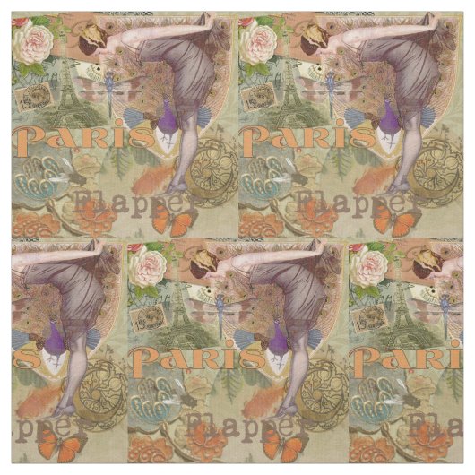 Tissu Paris Flapper Art Déco Peacock Vintage (Échantillon)