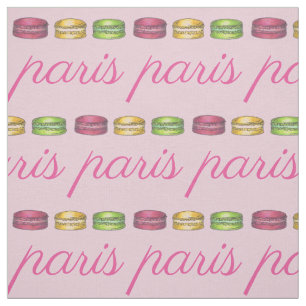 Tissu Paris France Français Cuisine rose Macaron Cookies