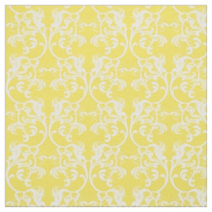 Tissu parisien jaune blanc de motif de damassé