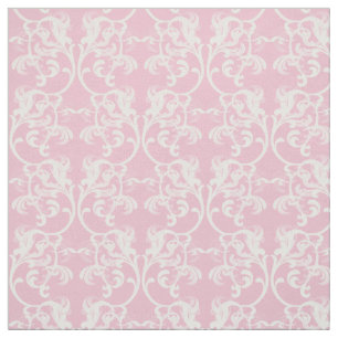 Tissu parisien rose blanc de motif de damassé