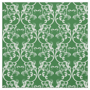 Tissu parisien vert blanc de motif de damassé