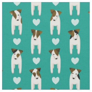 Tissu Parson Jack Russell chiens w coeurs N'IMPORTE QUEL
