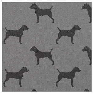 Tissu Parson Russell Terrier Silhouettes Gris et Noir