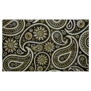 Tissu Parties scintillant Bleu et Blanc Vintage Paisley