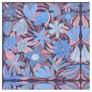 Tissu Pastel Blue Rose Floral Feuille Motif Parties scin