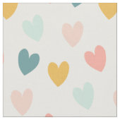 Tissu Pastel Boho Coeurs-Rose, Blues, Or (Fermer)