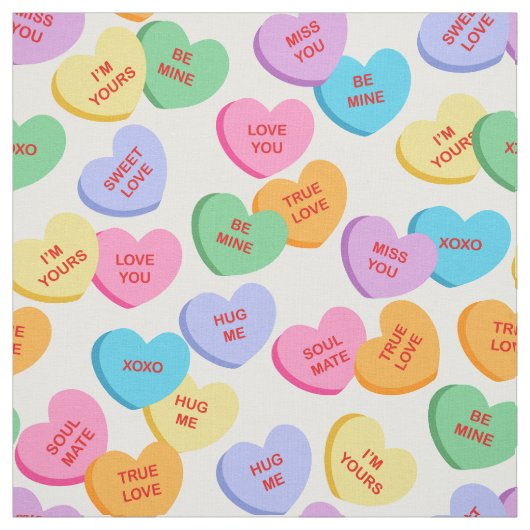 Tissu Pastel Color Candy Hearts Saint Valentin Fabric (Échantillon)
