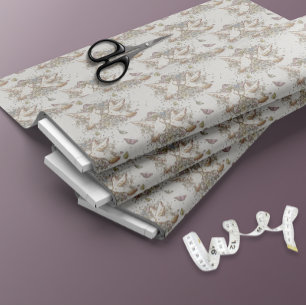Tissu Pastel Doves Floral Butterflies Fabric