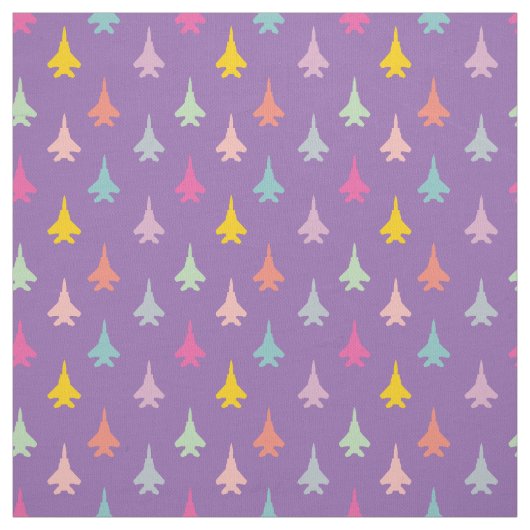 Tissu Pastel F-15 Eagle Fighter Jet Motif sur violet (Échantillon)
