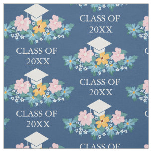 Tissu Pastel Flowers Blue Graduation Classe de Motif