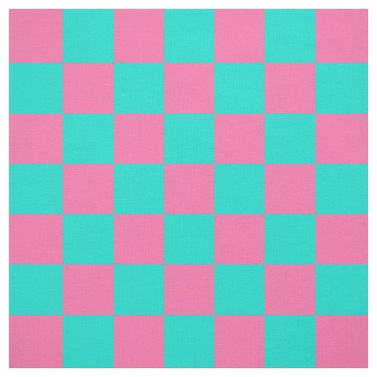 Tissu Pastel Turquoise Bleu Vert Et Rose Checker (Échantillon)