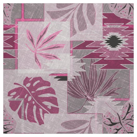 Tissu patchwork botanique tropical monochrome (Échantillon)