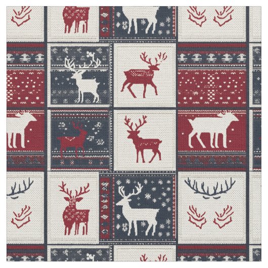 Tissu Patchwork nordique de Noël | Rennes (Fermer)