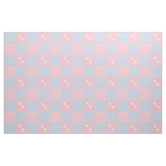 Tissu Patchwork rose et bleu Damask avec nom (Fat Quarter)