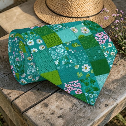 Tissu patchwork vert cravate personnalisée