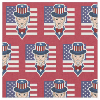 Tissu patriotique avec dessin animé d'oncle Sam