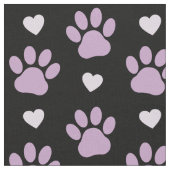 Tissu Pattern of paws, Dog paws, Lilac paws, Hearts (Fermer)