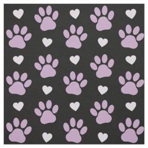 Tissu Pattern of paws, Dog paws, Lilac paws, Hearts