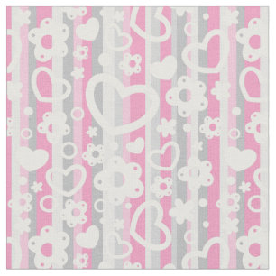 Tissu Pattern with Hearts and Flowers