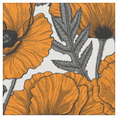 Tissu Pavot orange sur blanc (Fermer)