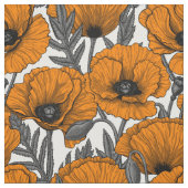 Tissu Pavot orange sur blanc (Échantillon)