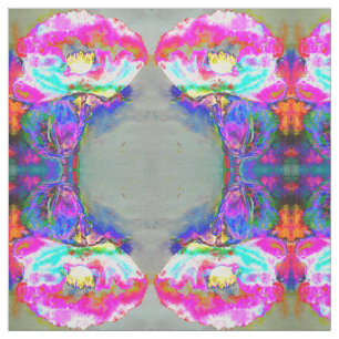 Tissu Pavot rose, aquarelle peinture florale