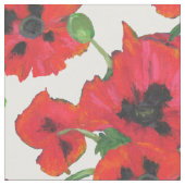 Tissu Pavots orientaux rouges sur le blanc à customiser (Fermer)