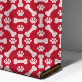 Tissu Paw Prints and Bones Rouge