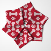 Tissu Paw Prints and Bones Rouge