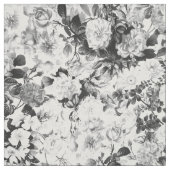 Tissu Pays moderne blanc noir d'aquarelle floral (Échantillon)