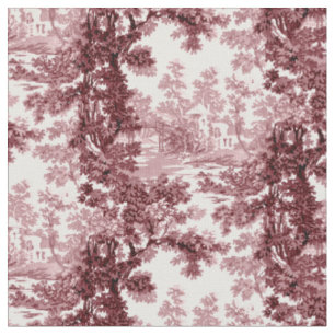 Tissu Paysage de la maison Vintage rose et blanc