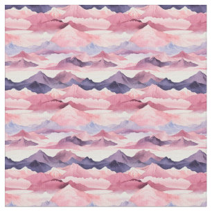 Tissu Paysage de montagne rose et violet