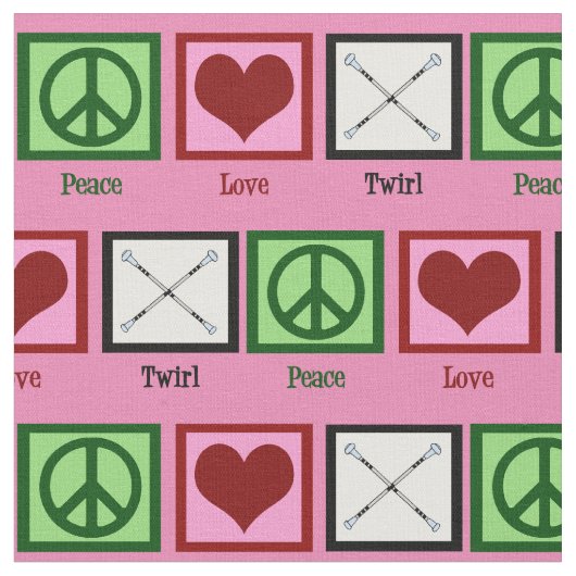Tissu Peace Love Baton Twirling (Fermer)