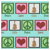 Tissu Peace Love Cello Cute Turquoise (Fermer)