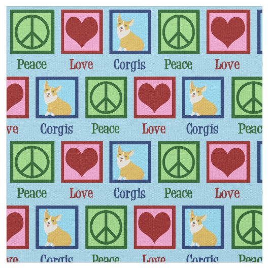 Tissu Peace Love Corgis (Fermer)