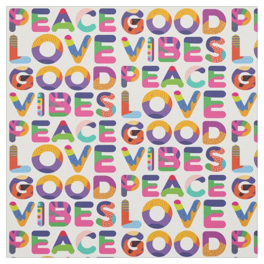 Tissu Peace Love Good Vibes (Échantillon)