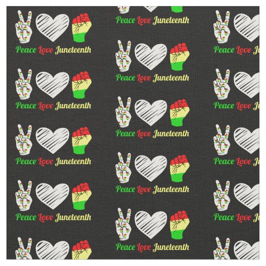 Tissu Peace Love JunetDix Rouge Vert Jaune Noir (Fermer)