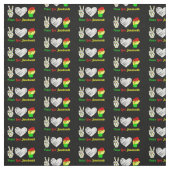 Tissu Peace Love JunetDix Rouge Vert Jaune Noir (Échantillon)