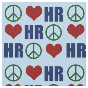Tissu Peace Love RH Ressources humaines Bleu
