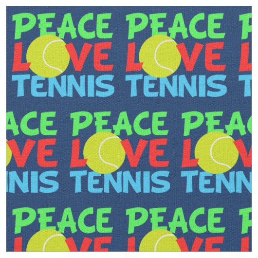 Tissu Peace Love Tennis (Fermer)
